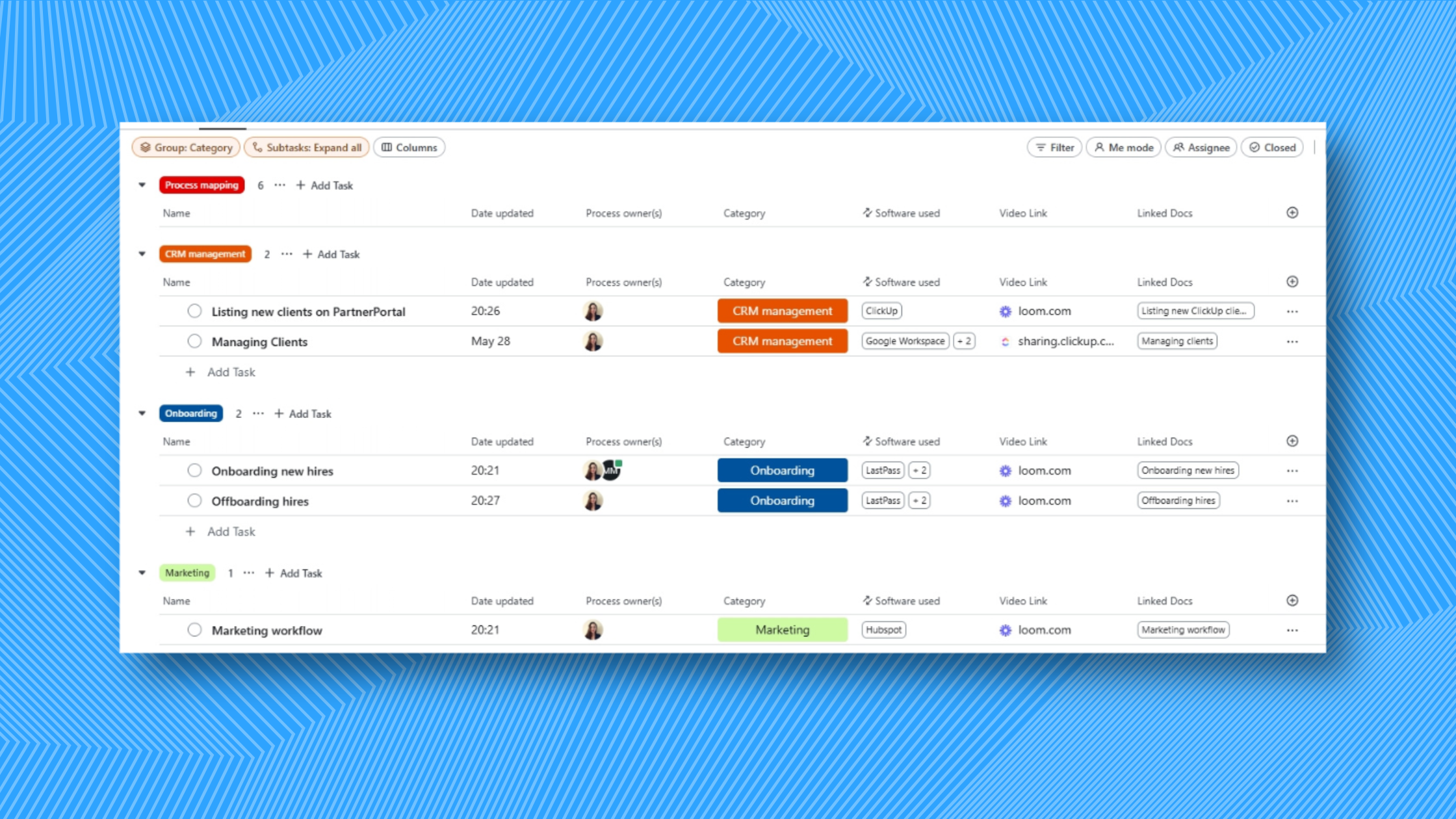 Roadmap Consulting's ClickUp setup for SOP database